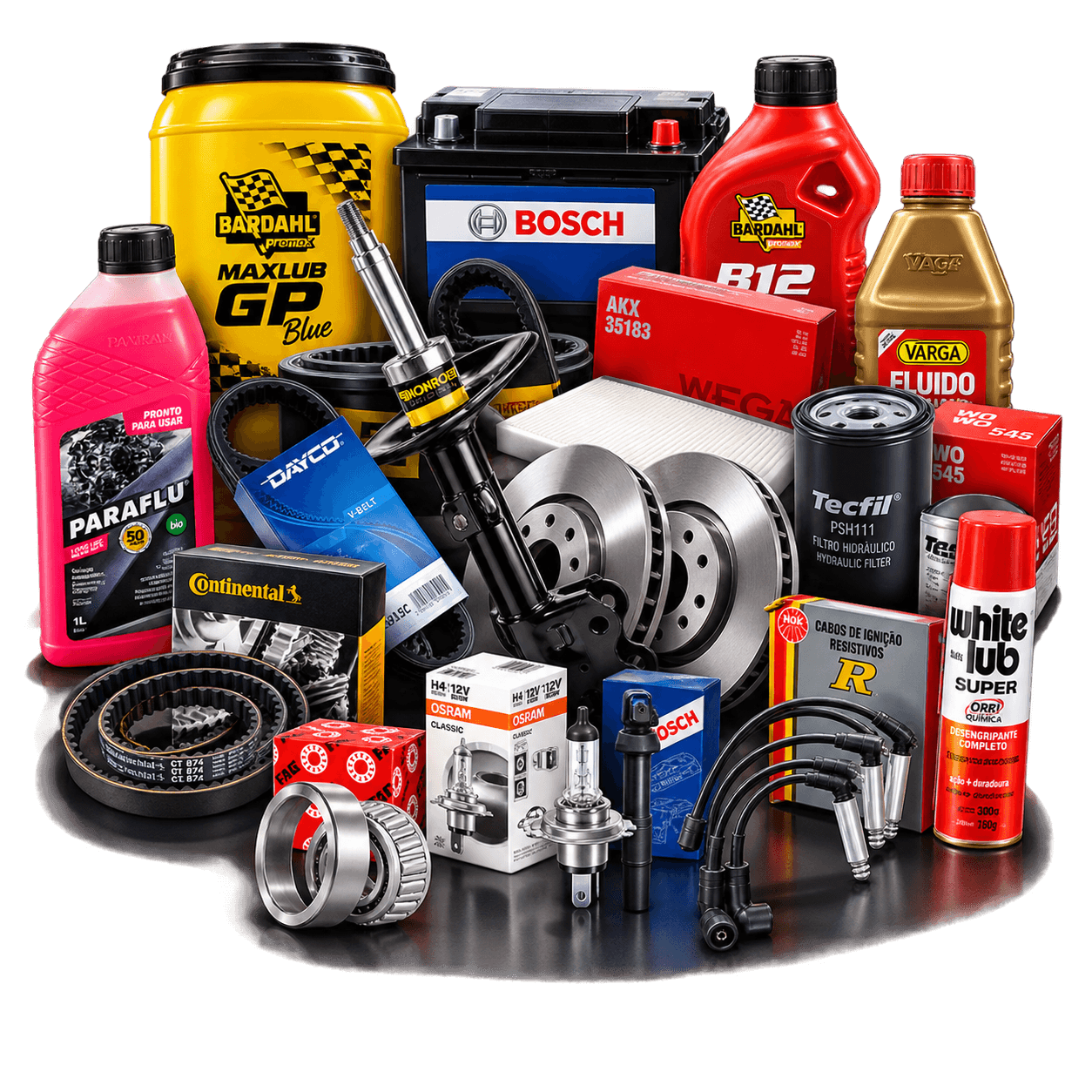 Linha completa de autopeças e produtos automotivos